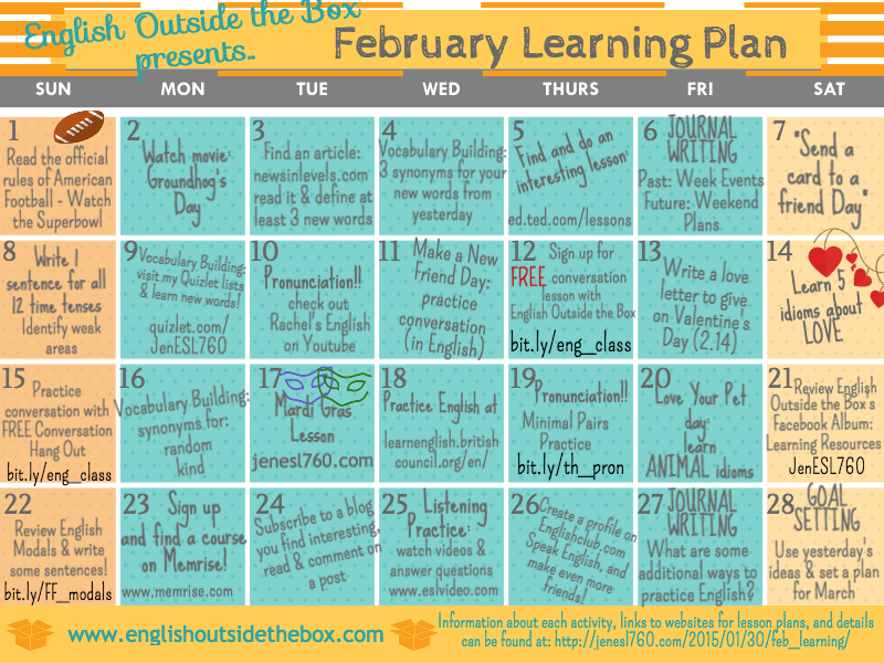Learn Something New Every Day In February English Outside The Box