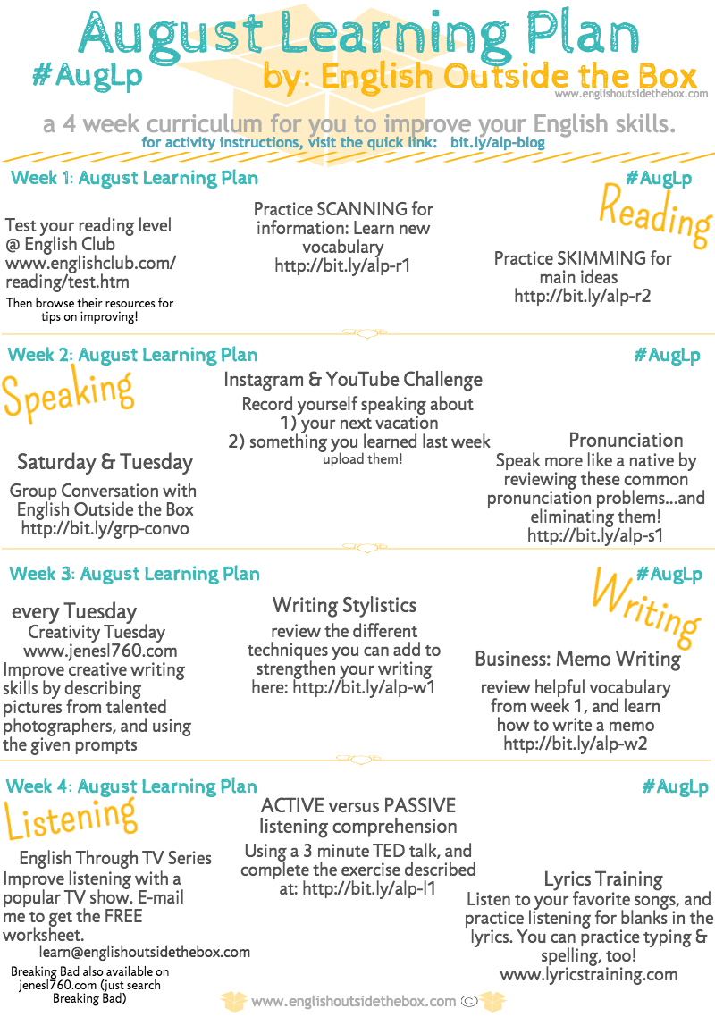 August Learning Plan