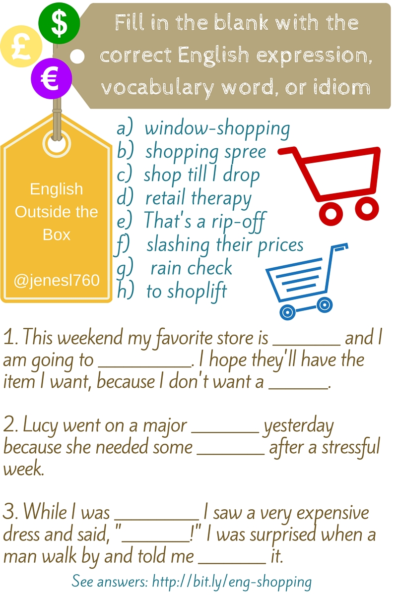Practice English Idioms, Vocabulary and Expressions for Shopping with English Outside the Box